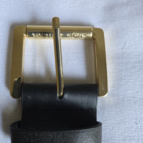 MICHAEL BY MICHAEL KORS I S/M Faux Leather Belt I Black With Gold - Picture 4 of 6